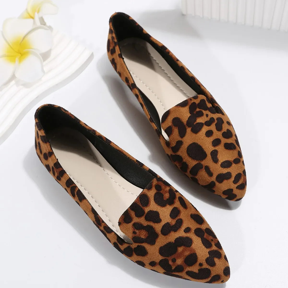 Ddbos Loafers Flats Leopard Pointed Toe Casual Women Shoes New Comfortable Walking Mujer Zapatos:Wear-resisting