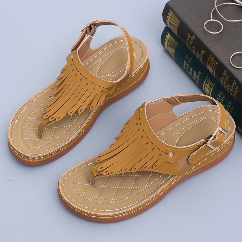 Ddbos Tassel Gladiator Sandals Women Summer Clip Toe Wedges Sandals Woman Plus Size 43 Slingbacks Platform Beach Shoes