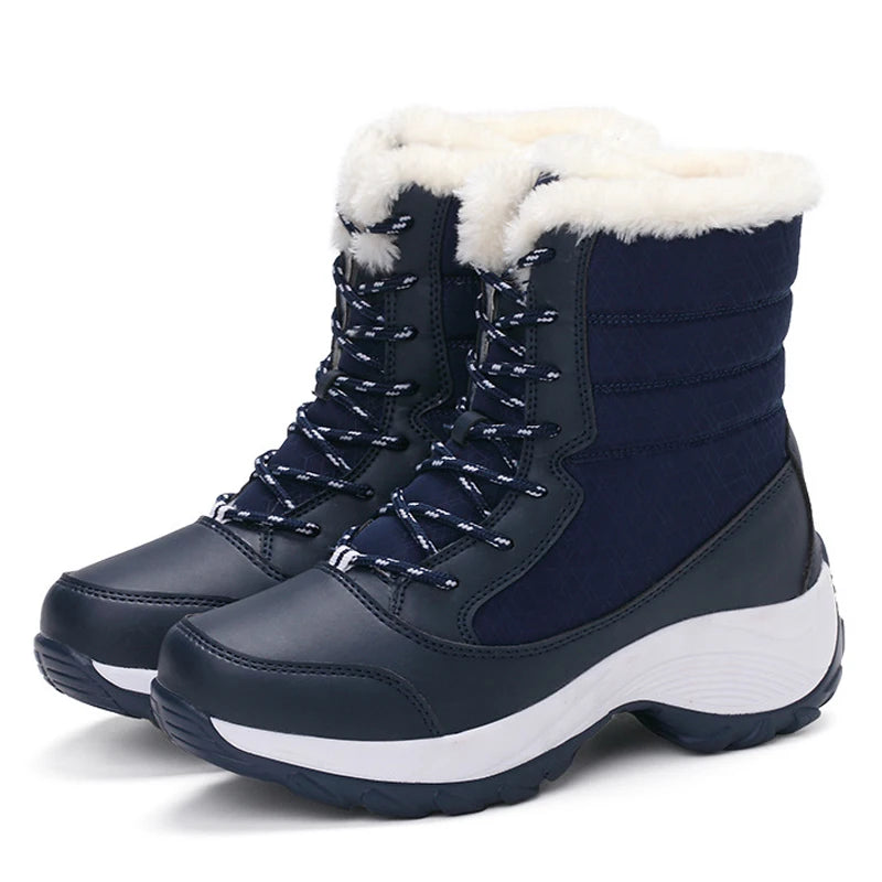 Ddbos Ankel Boots for Women Winter Outdoor Warm Snow Boots Chunky Platform Waterproof Non-slip Warm Shoes Woman Boots Plus Size Casual