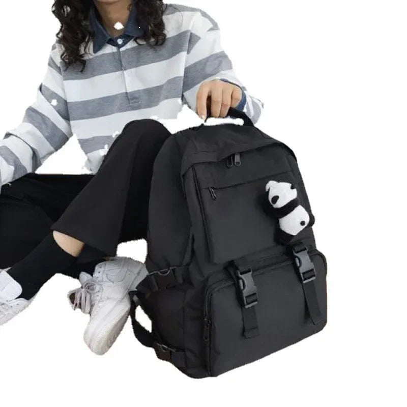 Ddbos BACK TO SCHOOL Large Capacity College Student Cargo Wind Women's Backpack Day Dark School Bag High School Backpack Male