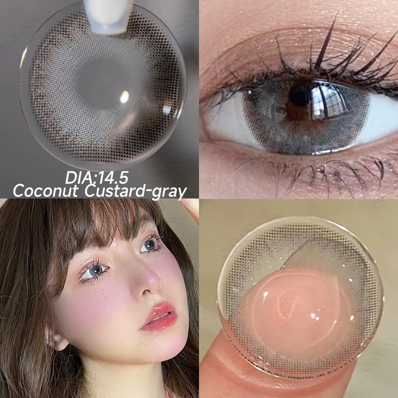 Ddbos - 2PCS Beauty Brown Color Contact Lenses for Eyes Myopia Eye Color Lenses with Diopters Natural Pupils Mystical Blue Lens