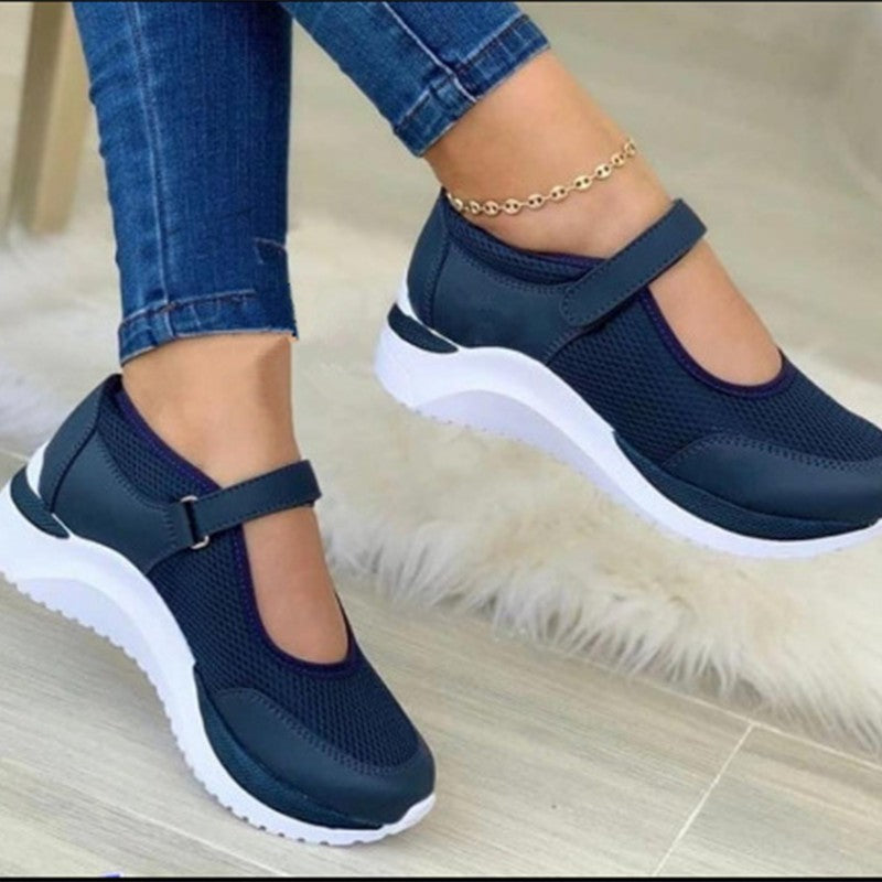 Ddbos Women Fashion Vulcanized Sneakers Platform Solid Color Flats Ladies Shoes Casual Breathable Wedges Ladies Walking Sneakers