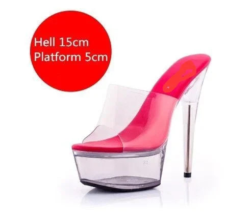 Ddbos Girls Shoe for Party Club Stripper Heels Women Shoes Platforms High Heels Sandals Clear Sexy Pole Dance 15cm High Plus Size