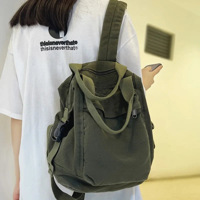 Ddbos Brand Women Backpacks Green Canvas Rucksack Quality Laptop School Student Bag Female Daypack for Teen Girls feminina mochila