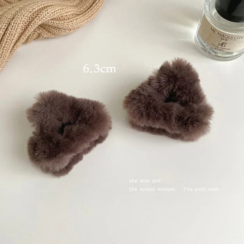 Ddbos Plush Cat Ears Hair Clips For Women Girls Lamb Cashmere Hairpin Forehead Bangs Clip Fluffy Children New Winter Hair Accessories