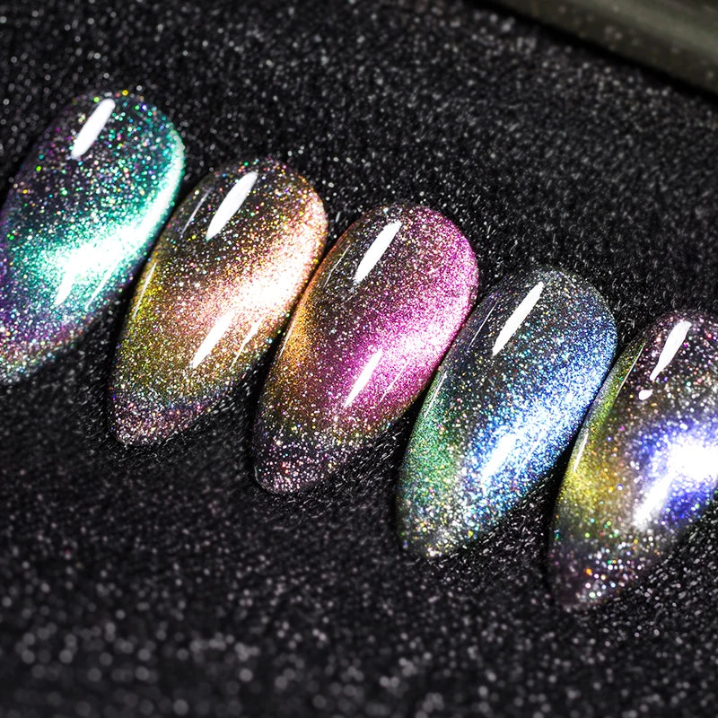 Ddbos 7.5ml Double Light Reflective Magnetic Gel Sparkling Rainbow Soak Off Semi Permanent Nail Art Disco Flashing Cat Eye Gel