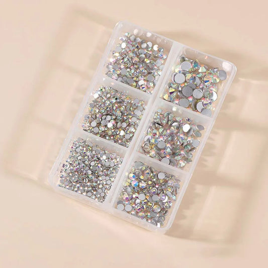 1 Box Multi-size AB Crystal Nail Rhinestones Flat Bottom Crystal Clear Diamond Gems DIY Nail Art Decorations Strass Stones