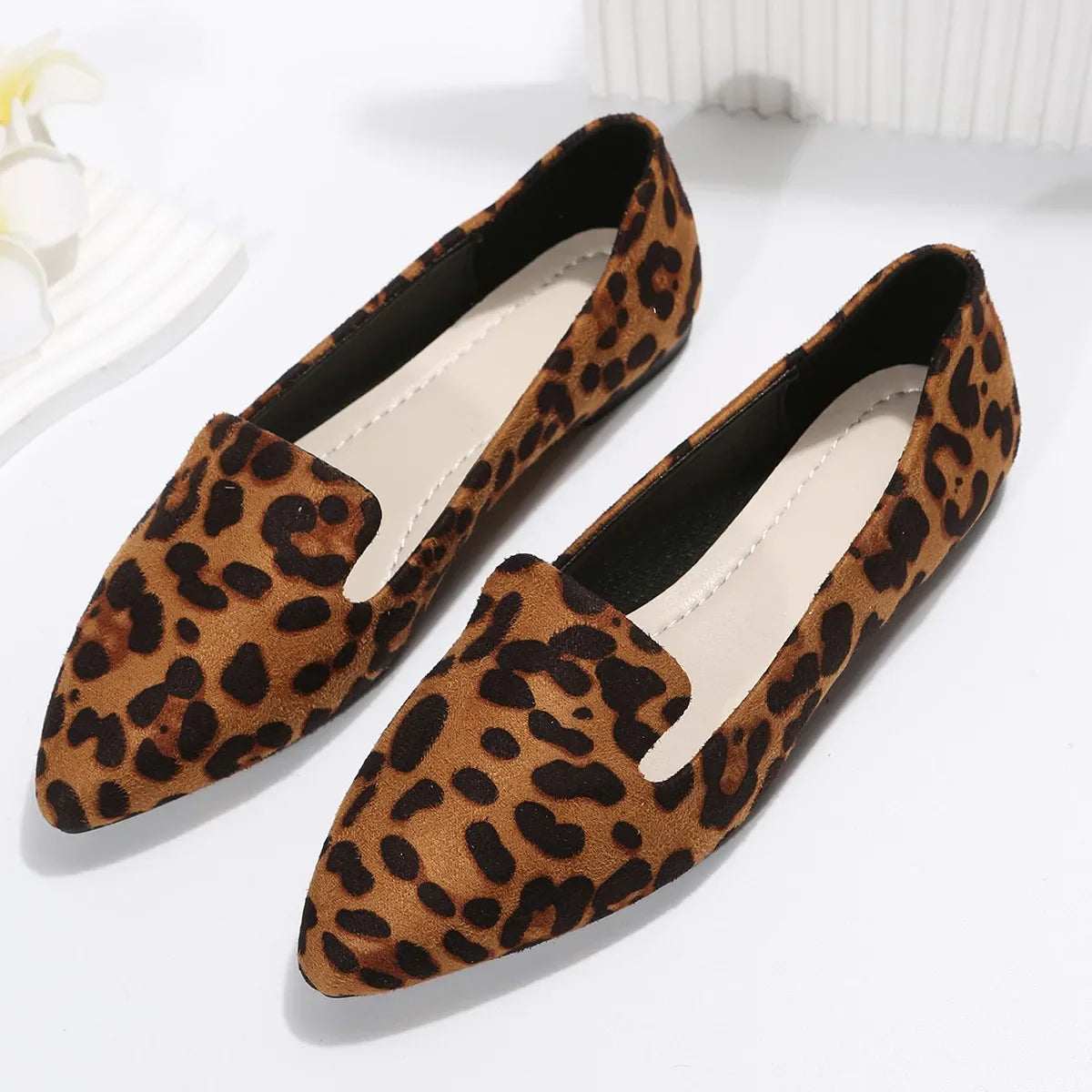 Ddbos Loafers Flats Leopard Pointed Toe Casual Women Shoes New Comfortable Walking Mujer Zapatos:Wear-resisting