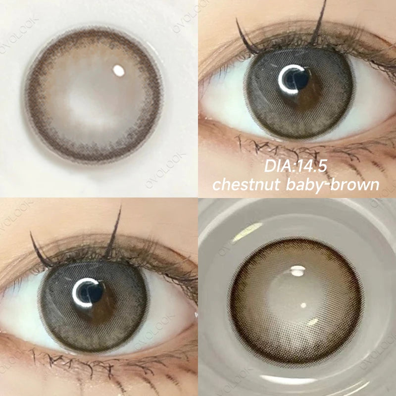 Ddbos - 2PCS Beauty Brown Color Contact Lenses for Eyes Myopia Eye Color Lenses with Diopters Natural Pupils Mystical Blue Lens