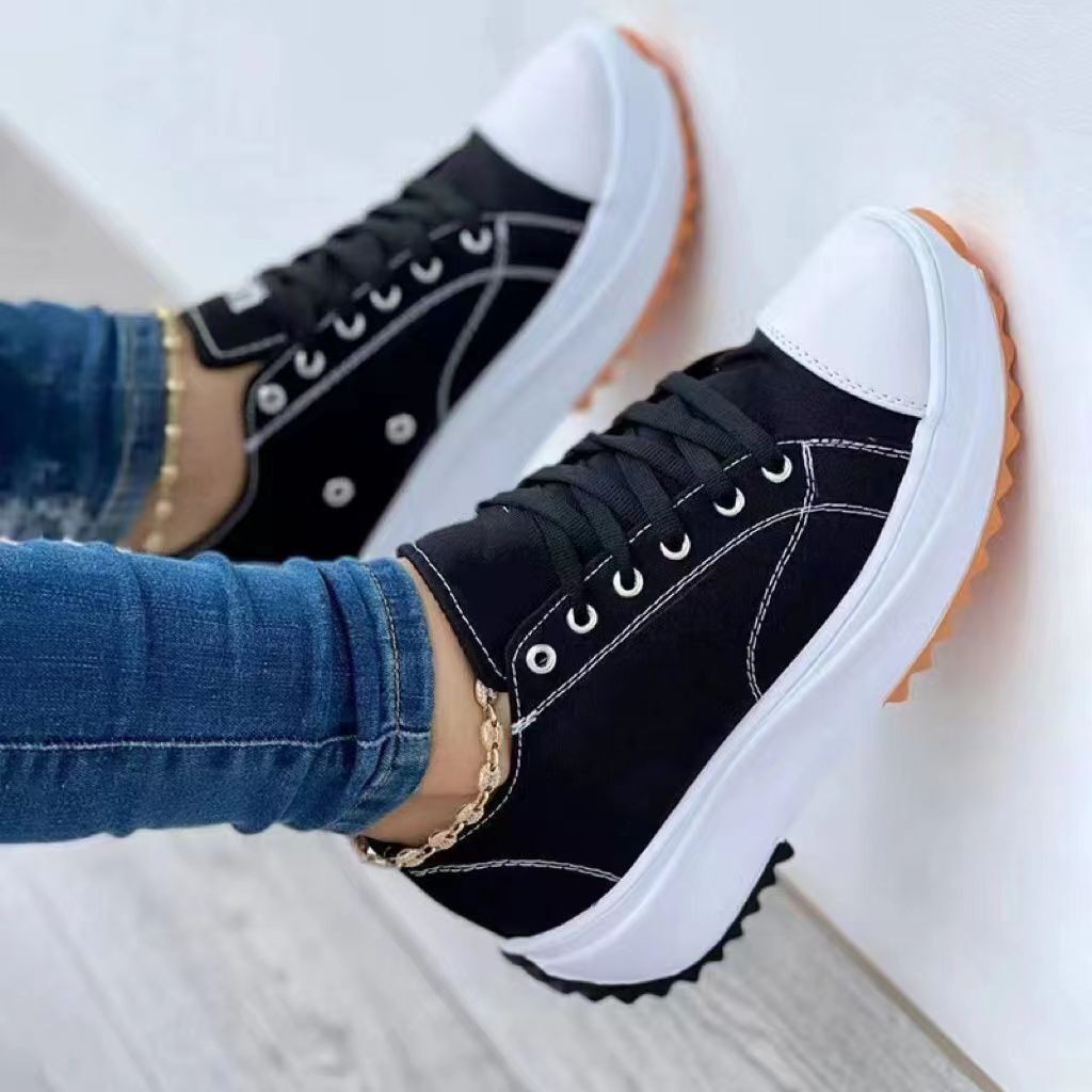 Woman Platform Sneakers Women Casual Shoes Female Canvas Shoes Tennis Ladies Shoes Chunky Sneakers Lace Up Shoe Plus Size