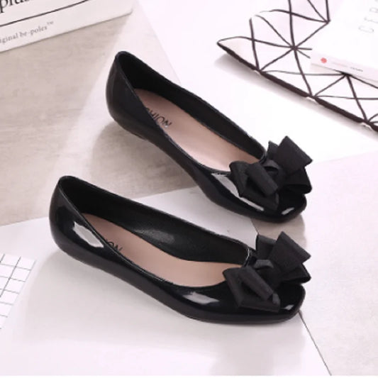 Women Fashion Light Weight Bow Tie Beach Rubber Flat Shoes Lady Casual Street & Home Comfort Slip on Loafers Zapatos Mujer