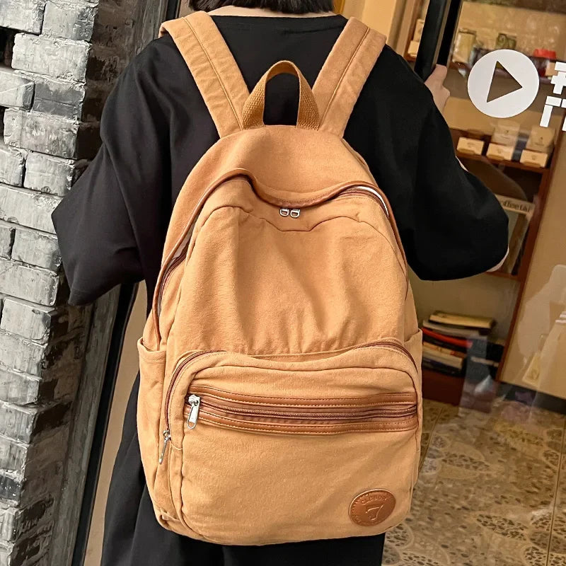 Ddbos BACK TO SCHOOL Trendy Female Canvas Laptop College Backpack Cool Lady Vintage Book Bag New Women Cute Student Backpack Fashion Girl School Bags