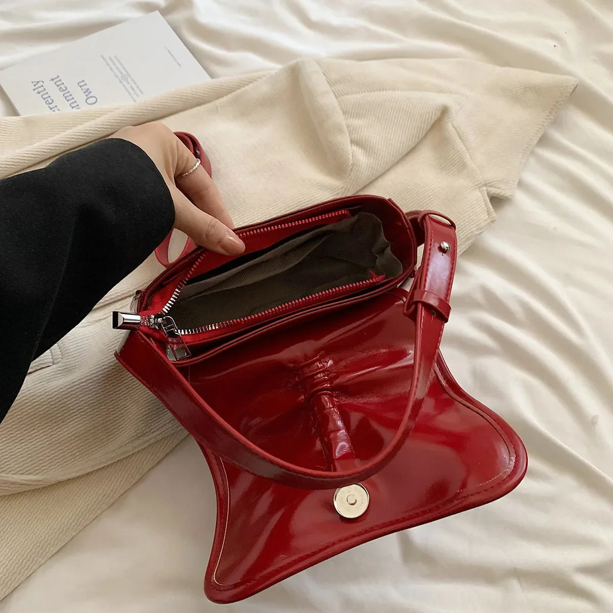 Ddbos Bow Tie Design Underarm Bags for Women 2024 Y2K Korean Fashion Handbags Crossbody Bag Pu Leather Silver Shoulder Bag