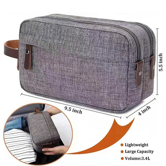 Ddbos Casual Canvas Cosmetic Bag With Leather Handle Travel Men Wash Shaving Women Toiletry Storage Waterproof Organizer Bag