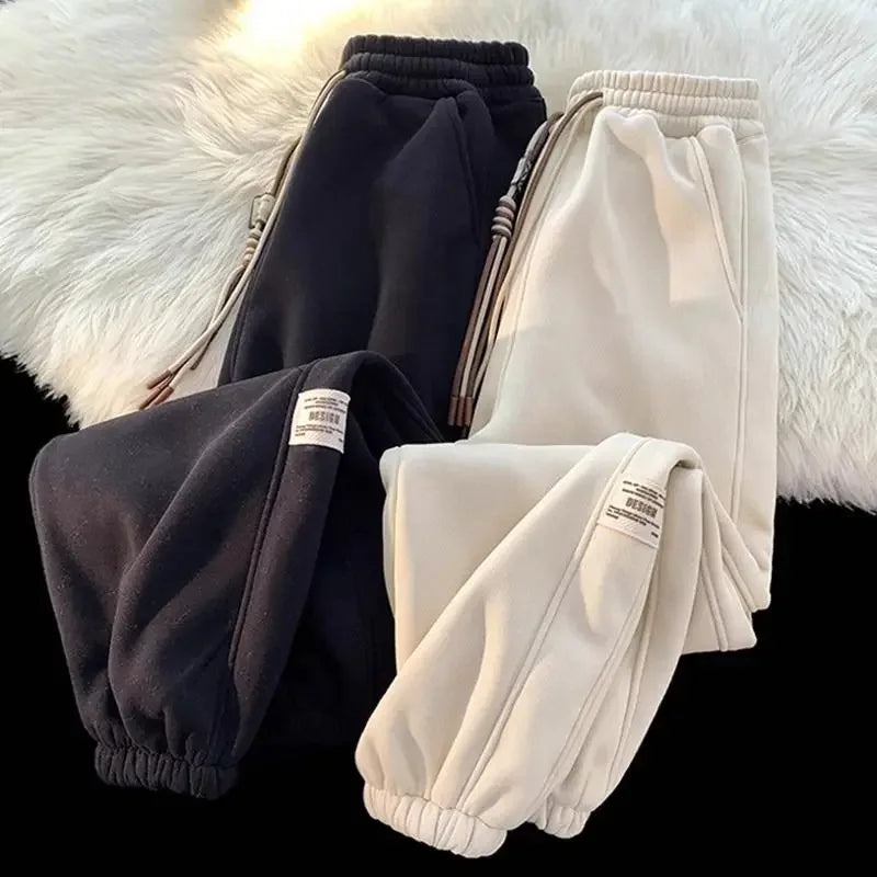 Ddbos winter outfits men Korean Style Autumn and Winter Men and Women Street Personality Loose Wide Leg Bound Sports Pants Couple Simple Casual Pants