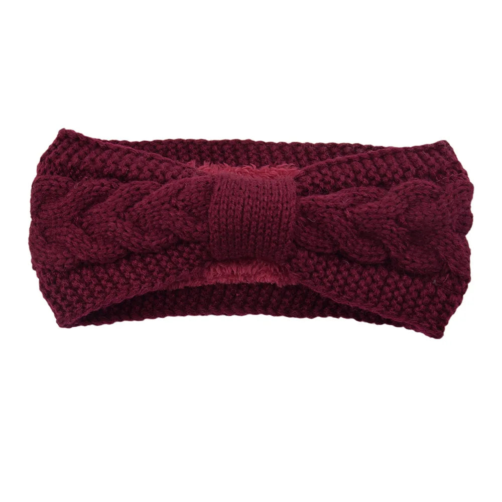 Ddbos Winter Knitted Headbands for Women Warm Woolen Knitting Ear Warmer Cross Knot Turban Headwear Girls Hair Band Hair Accessories