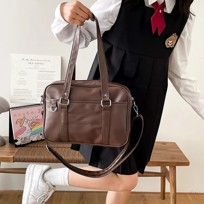 Ddbos BACK TO SCHOOL Japanese Preppy Style Shoulder Bag Women PU Leather JK Uniform Bag Girls Handbags Pure Color Crossbody Bags Itabag Tote Bolso