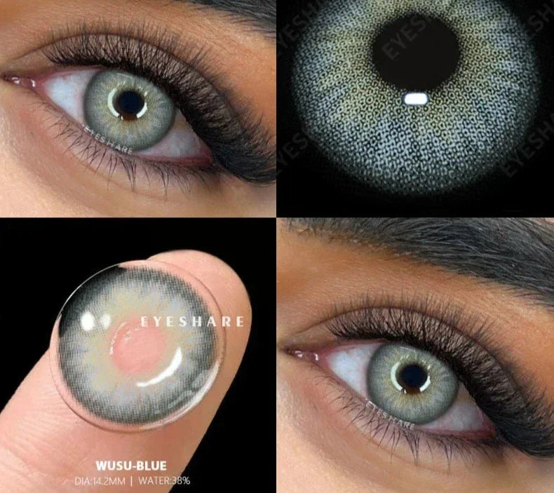 2pcs Colored Contact Lenses For Eyes Natural Blue Eye Lenses Gray Pupils Lens Yearly Fashion Green Contacts Black Lens