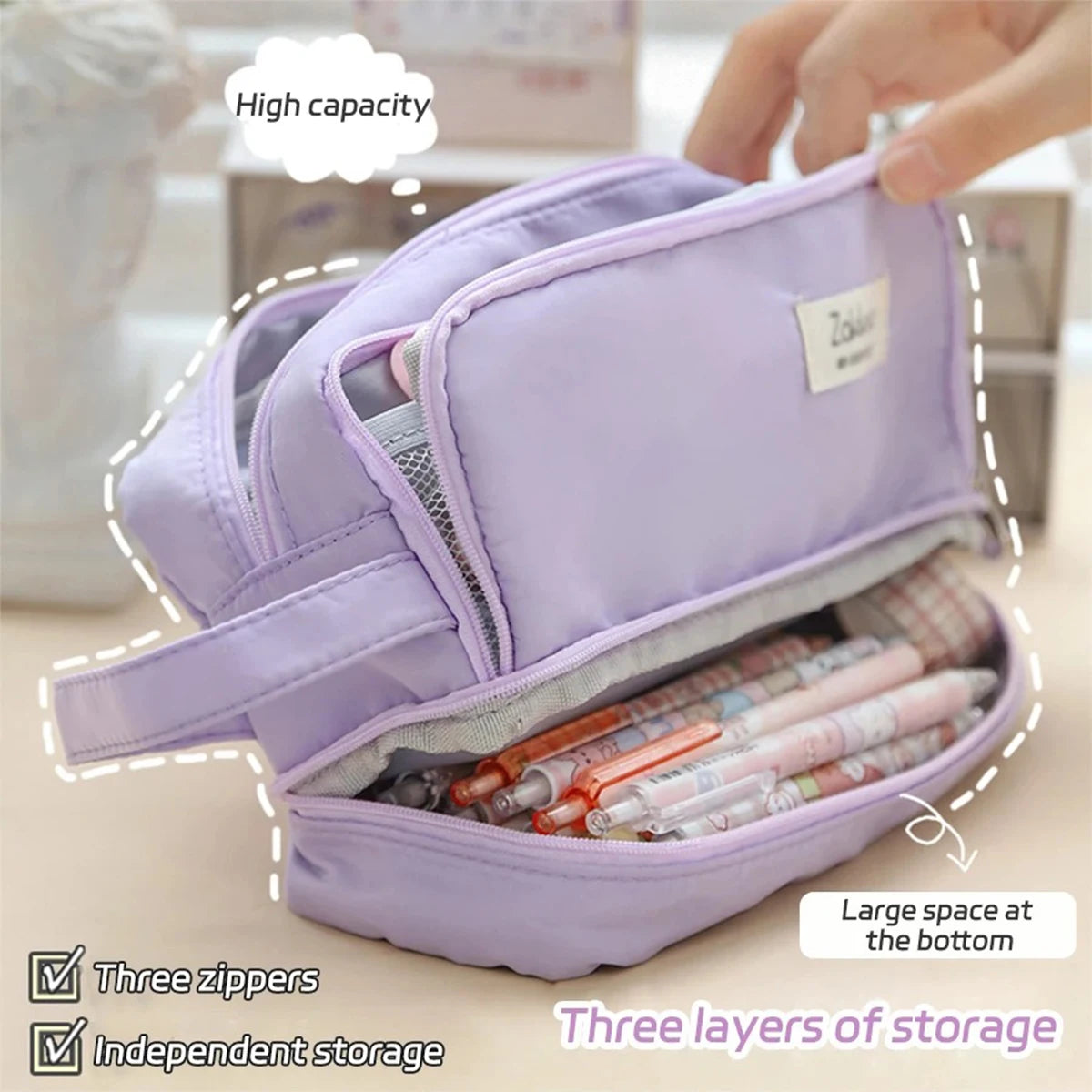 Ddbos BACK TO SCHOOL Macaron Pencil Case Double layer Large Capacity pencil bag Cute Back to School Stationery Supplies Schools & Offices