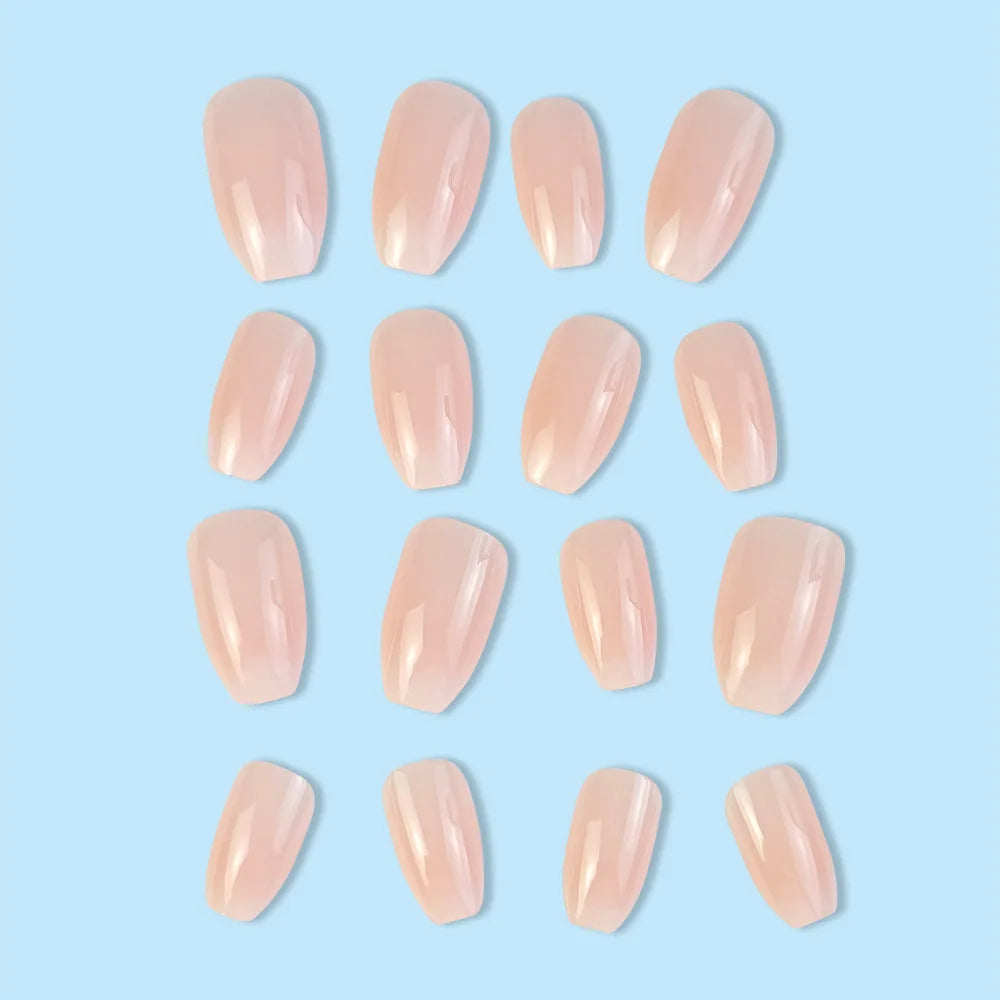 Ddbos 24 Pcs Ballerina Press On Nails Pink Gradient Fake Nails Glossy Artificial Finger Manicure Reusable False Nails For Women