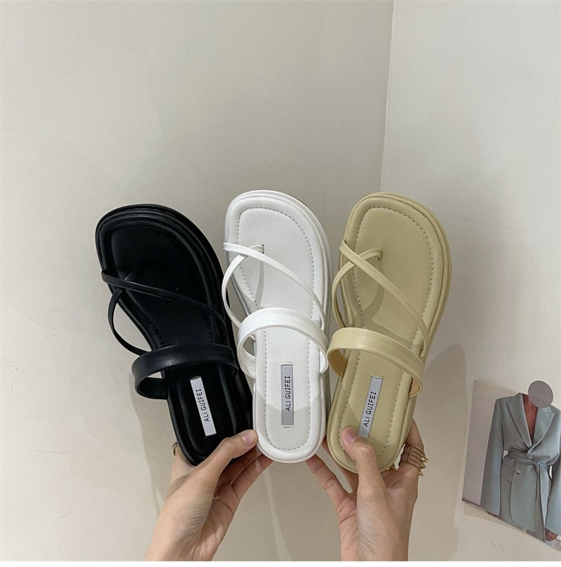 Ddbos Summer Platform Women Slippers Female Outdoor Clip Toe Slip On Shoes Ladies Casaul Wedges Party Slides White sandalias mujer