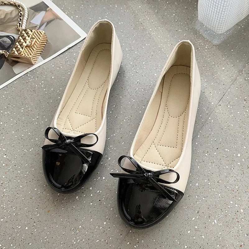 Ddbos Women's Flats Shoes Fashion Ballerina Woman Slip-on Loafers Elegant Bow-knot Flat Shoes Ladies Mother Shoes Zapatos De Mujer