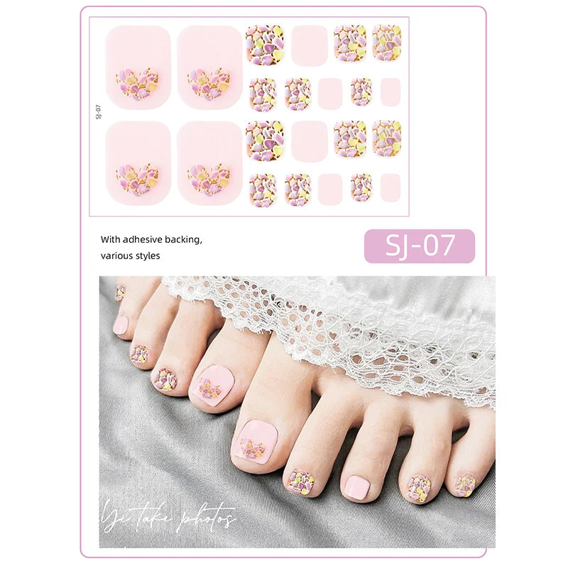 Ddbos 22 Tips Toe Nail Wraps Full Cover Nails Sticker Art Decorations Manicure Nail Vinyls Adhesive Nails Deco For Women Girls DIY