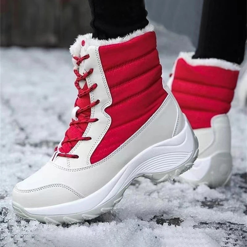 Ddbos Women Boots Waterproof Heels Boots For Winter Tren Platform Ankle Boots Keep Warm Snow Shoes Plush Outdoor Short Boots