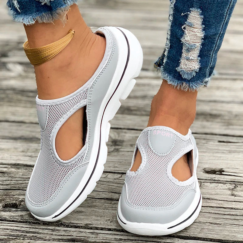 Ddbos Breathable Mesh Sports Slippers Women Casual Cut Out Wedge Slides Sandals Woman Summer 2024 Comfortable Non Slip Walking Shoes