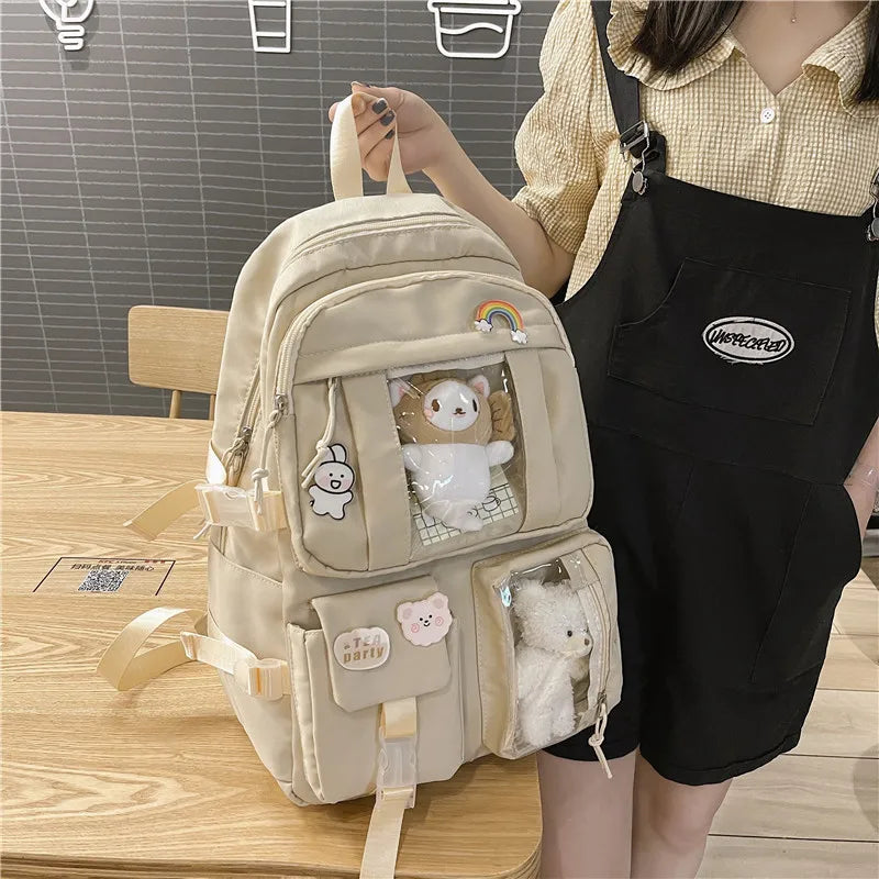 Ddbos BACK TO SCHOOL Large Capacity High School Student Backpack Ins Japanese Style Junior High School Student Schoolbag Female Korean Style Chic