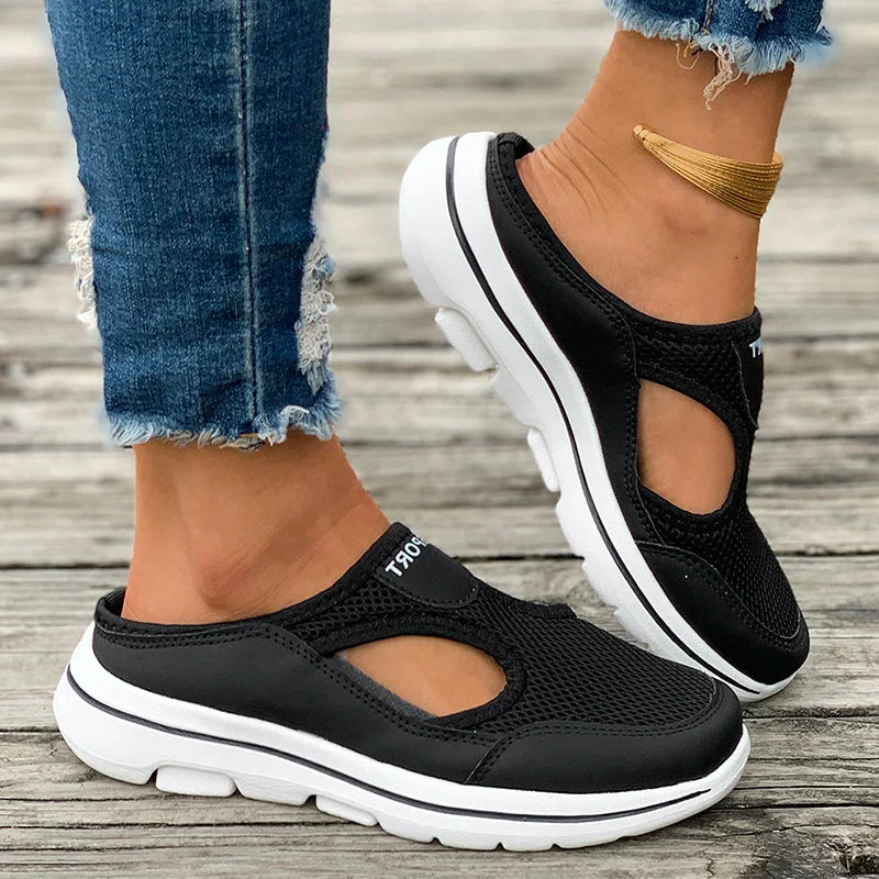 Ddbos Breathable Mesh Sports Slippers Women Casual Cut Out Wedge Slides Sandals Woman Summer 2024 Comfortable Non Slip Walking Shoes