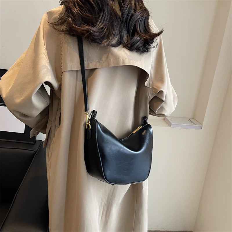 Ddbos Shoulder Bags for Women Winter Fashion Simple Solid Color Handbags and Purses Trend Pu Leather  Hobo Bag