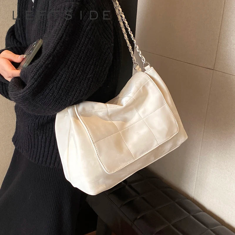 Chain PU Leather Crossbody Bags for Women 2024 Spring Designer Female Shoulder Bag Lady Handbags and Purses