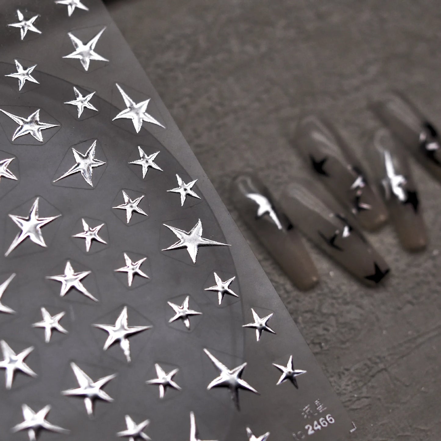 1 Sheet 5D Realistic Black White Laser Silver Gold Meteor Stars Adhesive Nail Art Stickers Decals Manicure Charms Accessories