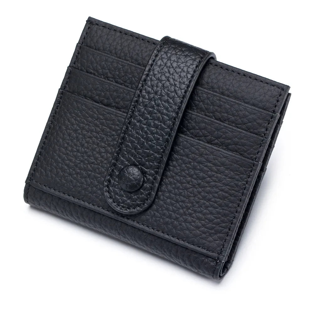 Ddbos Ultra-thin Genuine Leather Female Wallets Multifunction Small Soft Cowhide Coin Purse Card Holder Money Bag For Men Women