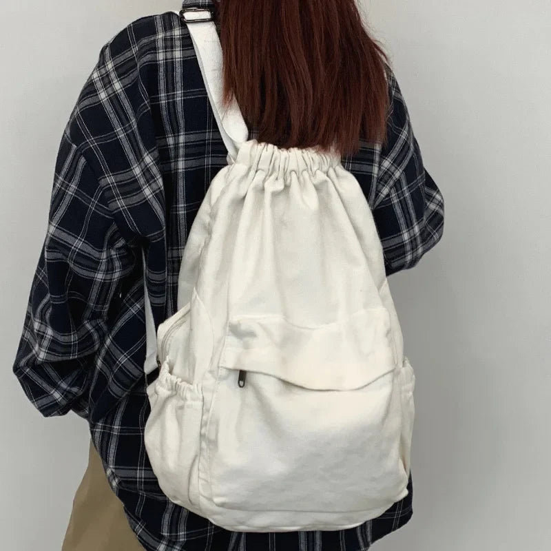 Ddbos Women's Canvas Cute Drawstring Backpack Fashion Women's Laptop Schoolbag Fashion Women's Backpack Cool Girl Travel Schoolbag