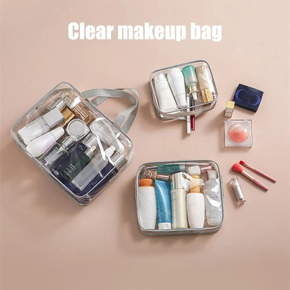 Ddbos 1PC Transparent Makeup Bag PVC Washing Bag Out Of Travel Storage Bag Waterproof Large Capacity Hand Made Makeup Bag Travel Stora