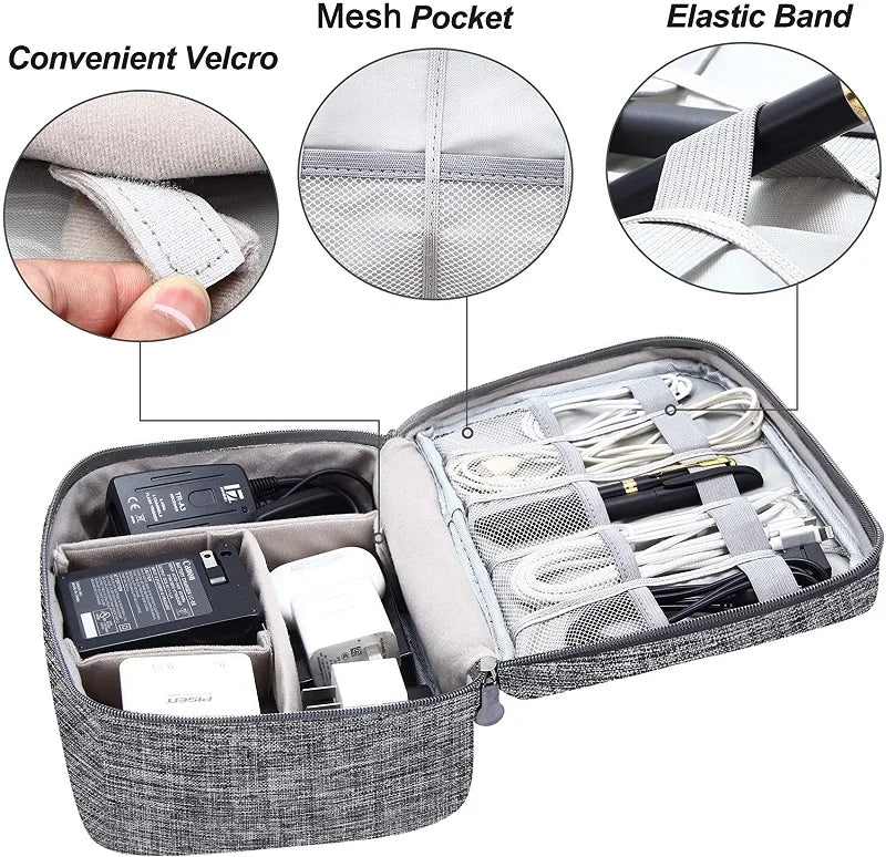 Ddbos Cable Storage Bag Waterproof Digital Electronic Organizer Portable USB Data Line Charger Plug Storage Bag Travel Cable Organizer