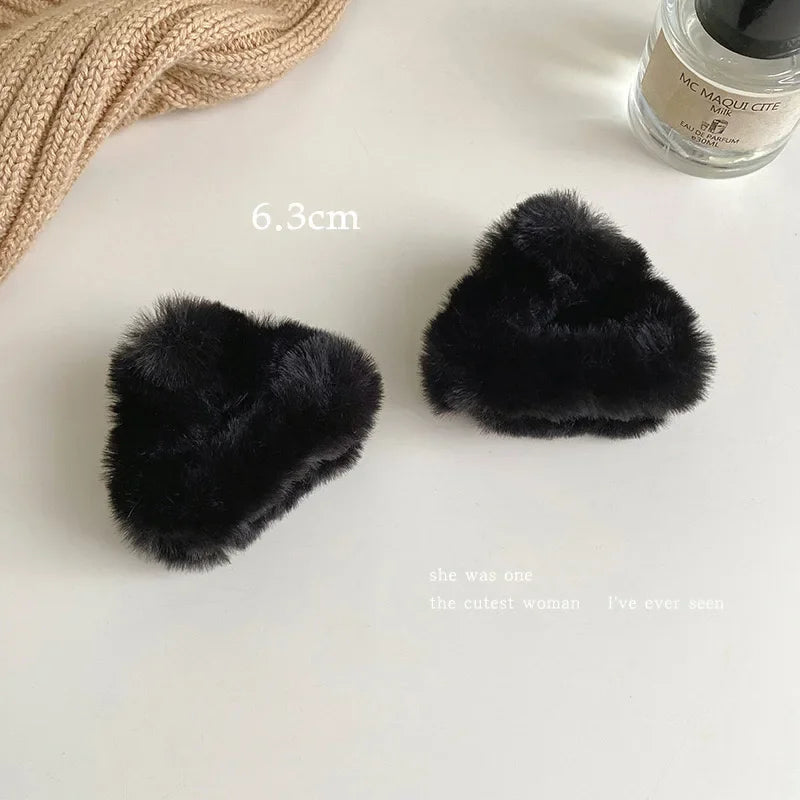 Ddbos Plush Cat Ears Hair Clips For Women Girls Lamb Cashmere Hairpin Forehead Bangs Clip Fluffy Children New Winter Hair Accessories