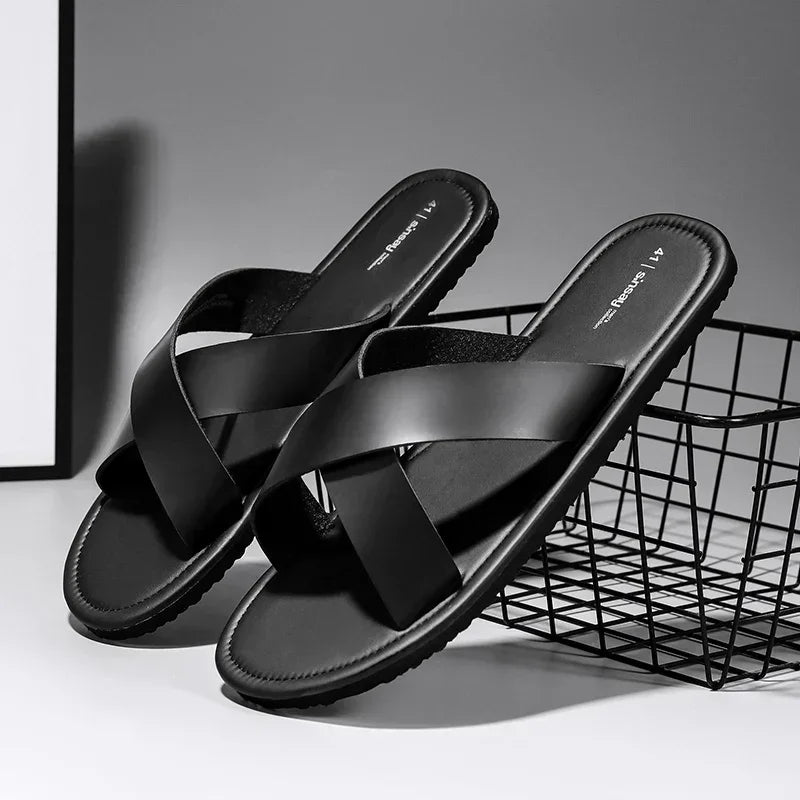 New Slippers Men's Summer New Casual Shoes for Men Outdoor Comfortable Soft Sole Slides Black Beach Sandals Size 46