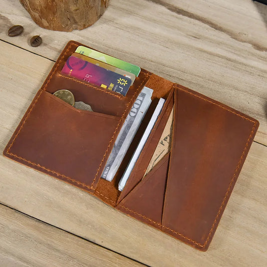 Ddbos Genuine Leather Short Wallet Men Wowen Simple Design Purse Credit Card Holder Change Coin Purse Male Mini Clutch Wallets