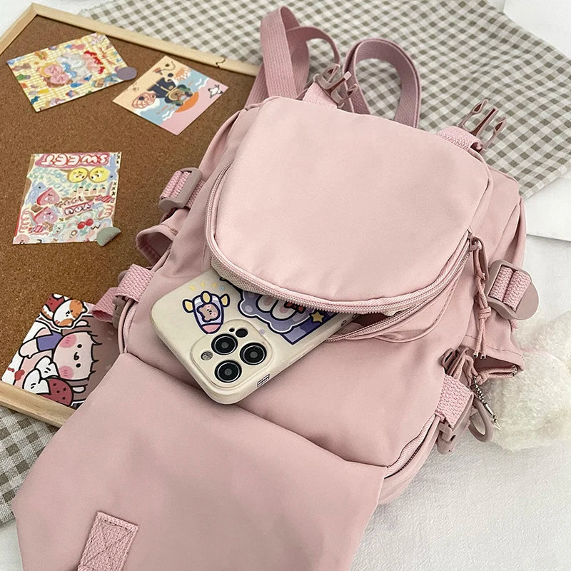 Ddbos BACK TO SCHOOL Fashion Kawaii Mini Backpack Women Shoulder Bag for Teenage Girls Multi-Function Small Bagpack Ladies Travle School Backpacks