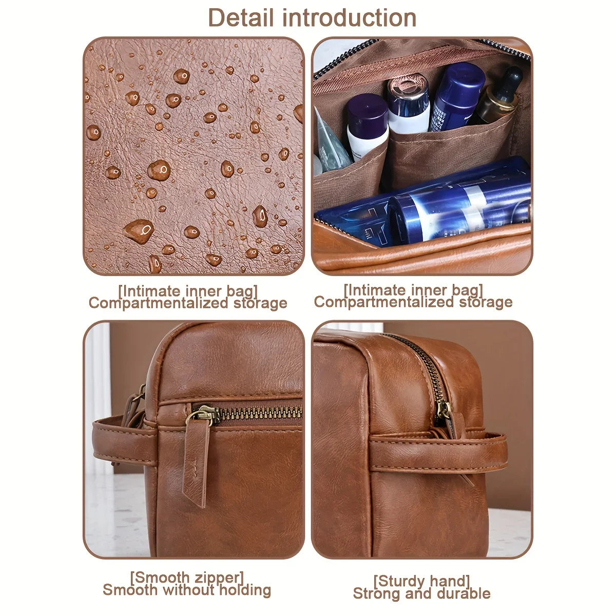 Ddbos Men Business Travel Wash Toiletry Bag Waterproof PU Leather Bathroom Shaving Tools Organizer Bag Makeup Pouch Women Cosmetic Bag