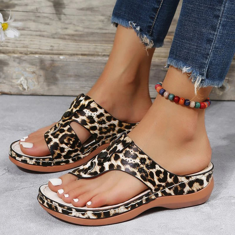 Ddbos Summer Sandals Women Orthopedic Wedge Heels Slippers Shoes For Heeled Beach Flip Flops Zapatos Mujer Women's Leather High