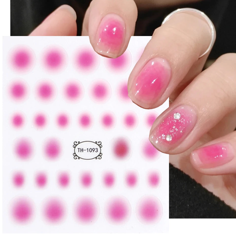 Ddbos Gradient Nail Sticker 3D Jelly Red Pink Blush Sliders Cute Ombre Nail Design Japanese Style Translucent Gel Polish Wraps Decal