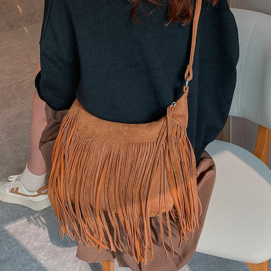 Y2k Tassel Bucket Bag Small Crossbody Bags for Women Winter Designer Party Bags Female Luxury Handbags Sac A Main Femme