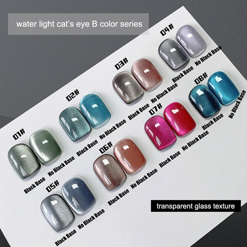 7.5ML Water Light Cat Eye Gel Semi Permanent Soak Off Holographic Crystal Magnetic Gel Polish for Nail Art DIY Manicure Salon