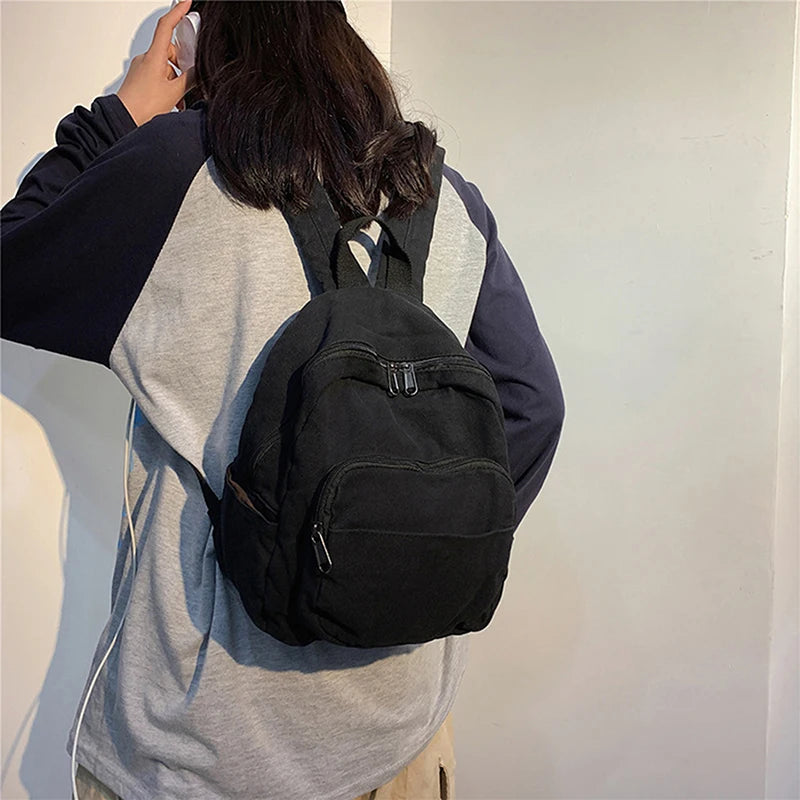 Ddbos BACK TO SCHOOL Canvas Women Small Backpack Vintage Feminina School Mini Backpack Women  Bagpack Female Solid Girl Backpack