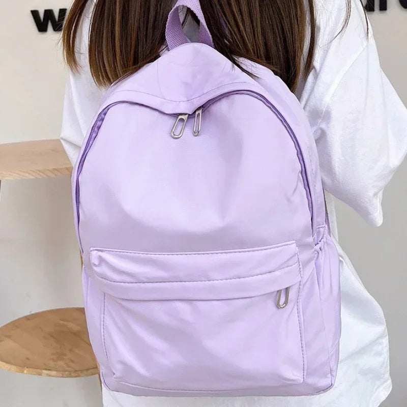 Ddbos BACK TO SCHOOL High Quality New Waterproof Nylon Women Backpack Female Travel Bag Backpacks Schoolbag for Teenage Girls Solid Color Bookbag