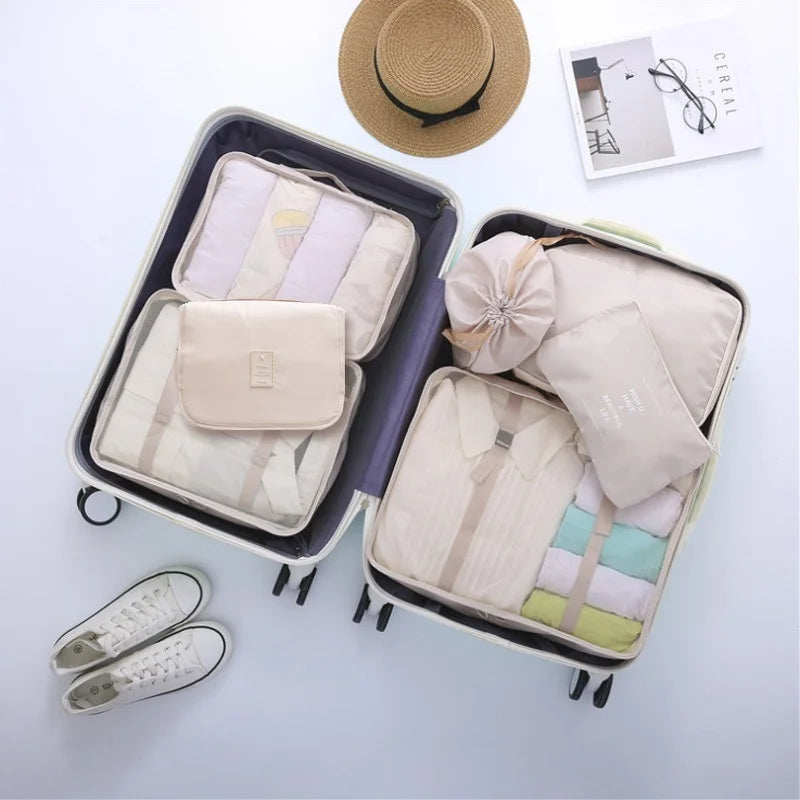 Ddbos 7-piece Set Travel Bag Organizer Clothes Luggage Travel Organizer Blanket Shoes Organizers Bag Suitcase Pouch Packing Cubes